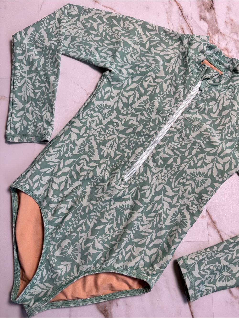 Crewcuts Floral Long Sleeve Rashguard UPF 50+ Beach Surf Summer Sz 8